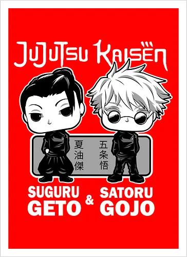Gojo and Geto Best Friends JJK - cute JJK tee, Gojo Satoru, Suguru Geto, Jujutsu, Funko style, chibi anime, best friends, weeb gift - Kunstdruck