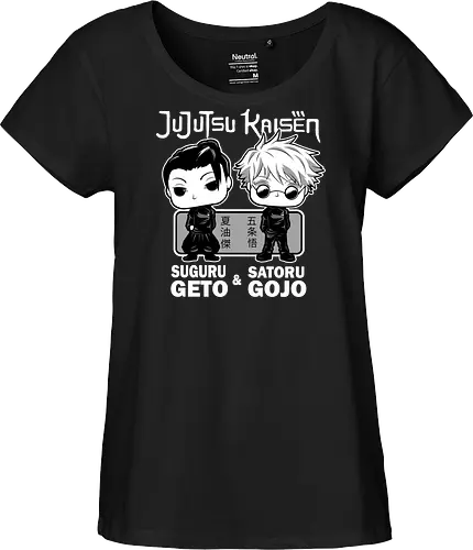 Gojo and Geto Best Friends JJK - cute JJK tee, Gojo Satoru, Suguru Geto, Jujutsu, Funko style, chibi anime, best friends, weeb gift - Fairtrade Girl Shirt