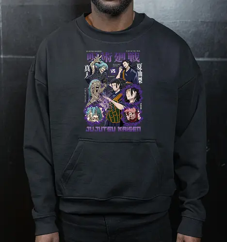 Geto vs Mahito Fearless Sorcerers JJK - Suguru Geto, Mahito, Jujutsu, villain showdown, cursed technique, anime fan art, dark aesthetic, sorcerer clash - Cropped Sweatshirt