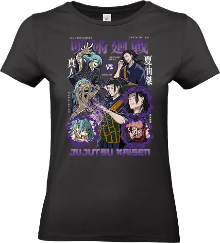 Geto vs Mahito Fearless Sorcerers JJK - Suguru Geto, Mahito, Jujutsu, villain showdown, cursed technique, anime fan art, dark aesthetic, sorcerer clash - Standard T-Shirt (Frauen)