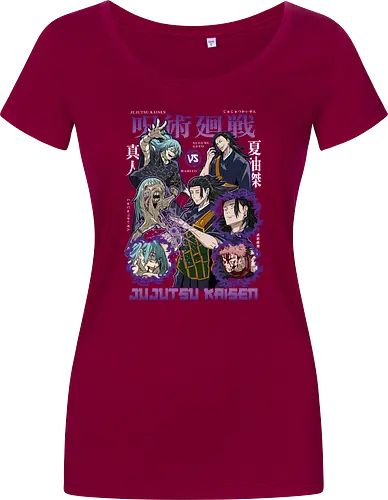 Geto vs Mahito Fearless Sorcerers JJK - Suguru Geto, Mahito, Jujutsu, villain showdown, cursed technique, anime fan art, dark aesthetic, sorcerer clash - Damen T-Shirt