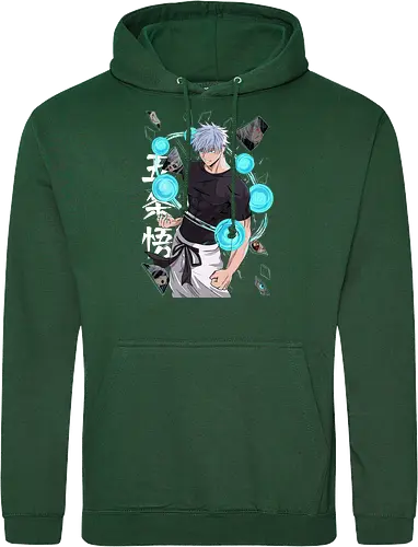 Gojo Six Eyes Infinity Unleashed JJK - Gojo Satoru, six eyes, Jujutsu, infinity technique, teal aesthetic, strongest ever, anime birthday, JJK graphic tee - Standard Hoodie