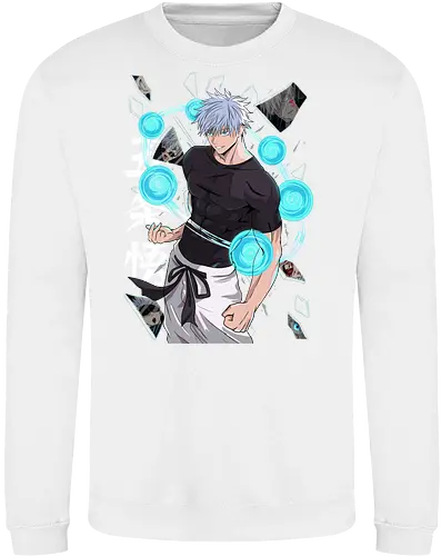Gojo Six Eyes Infinity Unleashed JJK - Gojo Satoru, six eyes, Jujutsu, infinity technique, teal aesthetic, strongest ever, anime birthday, JJK graphic tee - Sweatshirt