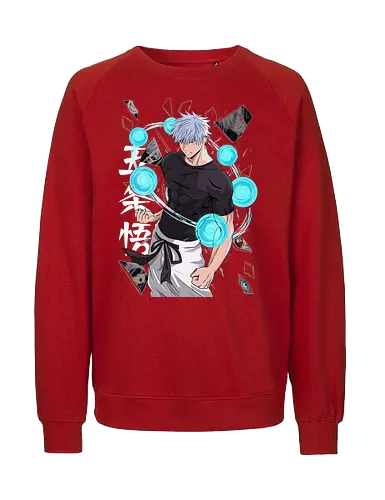 Gojo Six Eyes Infinity Unleashed JJK - Gojo Satoru, six eyes, Jujutsu, infinity technique, teal aesthetic, strongest ever, anime birthday, JJK graphic tee - Fairtrade Sweatshirt