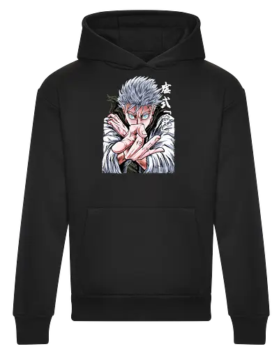 Gojo Limitless Domain JJK - otaku apparel, manga art style, Gojo Satoru, Jujutsu, limitless, domain expansion, white hair, cool anime tee - Heavyweight Hoodie