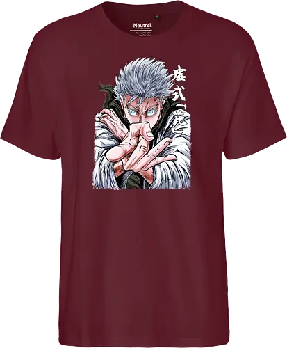 Gojo Limitless Domain JJK - otaku apparel, manga art style, Gojo Satoru, Jujutsu, limitless, domain expansion, white hair, cool anime tee - Fairtrade T-Shirt