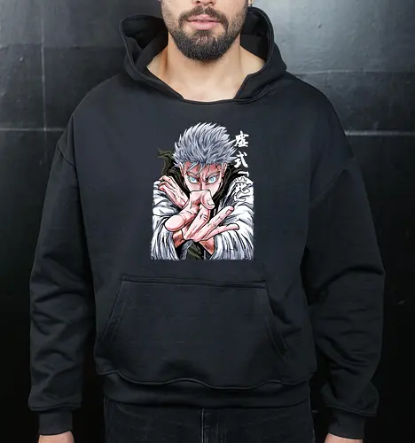Gojo Limitless Domain JJK - otaku apparel, manga art style, Gojo Satoru, Jujutsu, limitless, domain expansion, white hair, cool anime tee - Cropped Hoodie