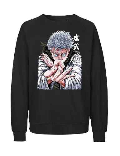 Gojo Limitless Domain JJK - otaku apparel, manga art style, Gojo Satoru, Jujutsu, limitless, domain expansion, white hair, cool anime tee - Fairtrade Sweatshirt