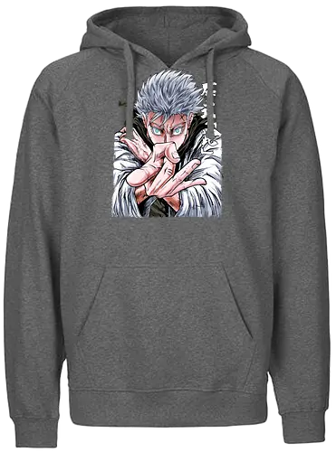 Gojo Limitless Domain JJK - otaku apparel, manga art style, Gojo Satoru, Jujutsu, limitless, domain expansion, white hair, cool anime tee - Fairtrade Hoodie