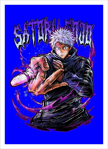 Gojo Neon Cursed Energy JJK Color - otaku streetwear, JJK colorful, Gojo Satoru, Jujutsu, neon purple, electric energy, DTF print, rave anime - Kunstdruck