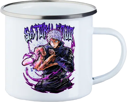 Gojo Neon Cursed Energy JJK Color - otaku streetwear, JJK colorful, Gojo Satoru, Jujutsu, neon purple, electric energy, DTF print, rave anime - Emailletasse