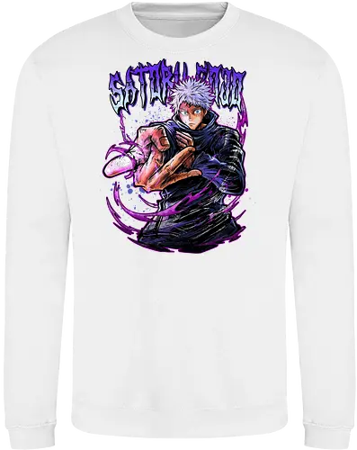 Gojo Neon Cursed Energy JJK Color - otaku streetwear, JJK colorful, Gojo Satoru, Jujutsu, neon purple, electric energy, DTF print, rave anime - Sweatshirt