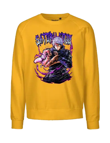 Gojo Neon Cursed Energy JJK Color - otaku streetwear, JJK colorful, Gojo Satoru, Jujutsu, neon purple, electric energy, DTF print, rave anime - Fairtrade Sweatshirt