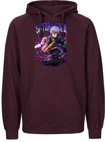 Gojo Neon Cursed Energy JJK Color - otaku streetwear, JJK colorful, Gojo Satoru, Jujutsu, neon purple, electric energy, DTF print, rave anime - Fairtrade Hoodie