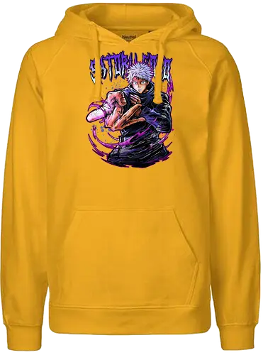 Gojo Neon Cursed Energy JJK Color - otaku streetwear, JJK colorful, Gojo Satoru, Jujutsu, neon purple, electric energy, DTF print, rave anime - Fairtrade Hoodie