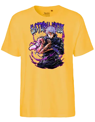 Gojo Neon Cursed Energy JJK Color - otaku streetwear, JJK colorful, Gojo Satoru, Jujutsu, neon purple, electric energy, DTF print, rave anime - Fairtrade T-Shirt