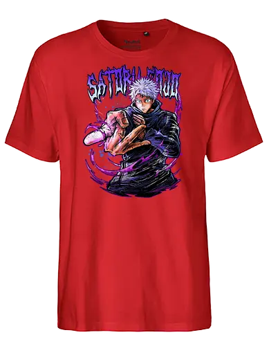 Gojo Neon Cursed Energy JJK Color - otaku streetwear, JJK colorful, Gojo Satoru, Jujutsu, neon purple, electric energy, DTF print, rave anime - Fairtrade T-Shirt