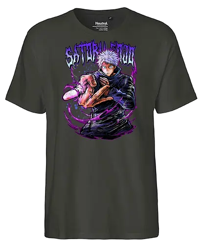 Gojo Neon Cursed Energy JJK Color - otaku streetwear, JJK colorful, Gojo Satoru, Jujutsu, neon purple, electric energy, DTF print, rave anime - Fairtrade T-Shirt