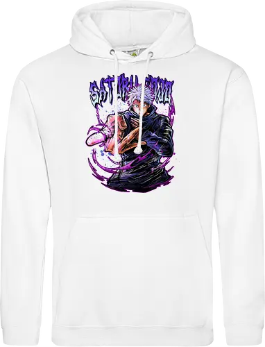 Gojo Neon Cursed Energy JJK Color - otaku streetwear, JJK colorful, Gojo Satoru, Jujutsu, neon purple, electric energy, DTF print, rave anime - Standard Hoodie