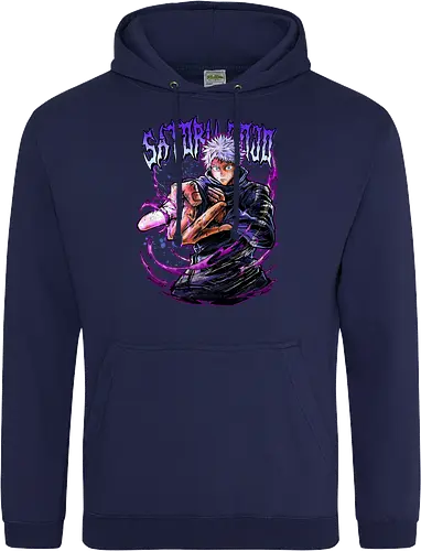 Gojo Neon Cursed Energy JJK Color - otaku streetwear, JJK colorful, Gojo Satoru, Jujutsu, neon purple, electric energy, DTF print, rave anime - Standard Hoodie