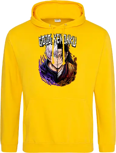 Gojo Kenjaku Two Faces One War JJK - Gojo Satoru, Kenjaku, Jujutsu, split face, two enemies, manga duality, anime fan gift, JJK arc art - Standard Hoodie