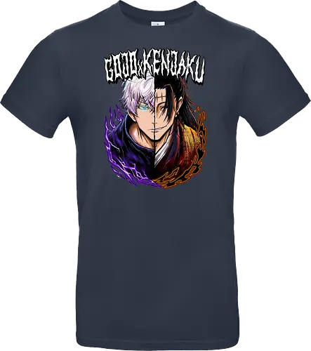 Gojo Kenjaku Two Faces One War JJK - Gojo Satoru, Kenjaku, Jujutsu, split face, two enemies, manga duality, anime fan gift, JJK arc art - Standard T-Shirt