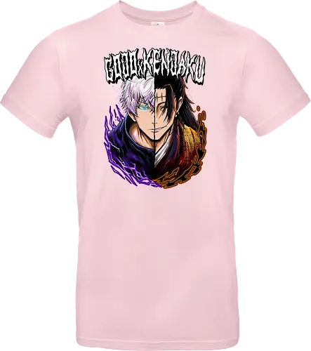 Gojo Kenjaku Two Faces One War JJK - Gojo Satoru, Kenjaku, Jujutsu, split face, two enemies, manga duality, anime fan gift, JJK arc art - Standard T-Shirt