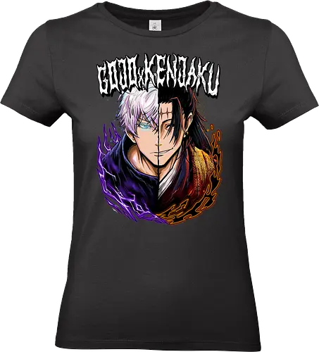 Gojo Kenjaku Two Faces One War JJK - Gojo Satoru, Kenjaku, Jujutsu, split face, two enemies, manga duality, anime fan gift, JJK arc art - Standard T-Shirt (Frauen)