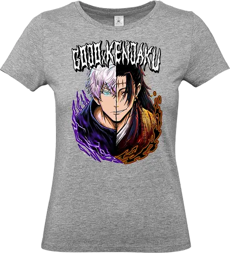 Gojo Kenjaku Two Faces One War JJK - Gojo Satoru, Kenjaku, Jujutsu, split face, two enemies, manga duality, anime fan gift, JJK arc art - Standard T-Shirt (Frauen)