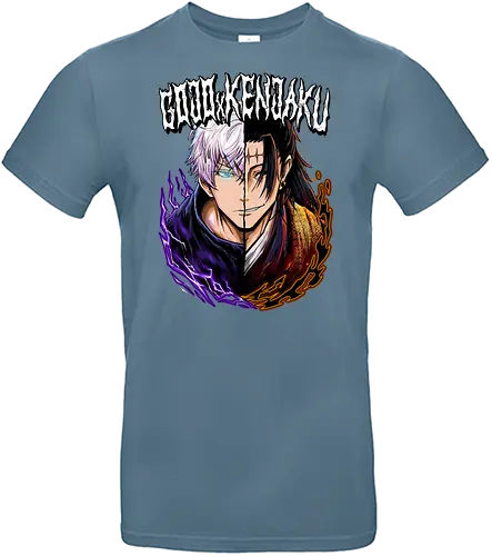 Gojo Kenjaku Two Faces One War JJK - Gojo Satoru, Kenjaku, Jujutsu, split face, two enemies, manga duality, anime fan gift, JJK arc art - Standard T-Shirt