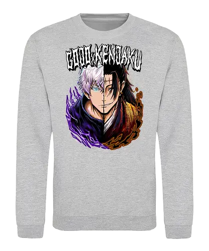 Gojo Kenjaku Two Faces One War JJK - Gojo Satoru, Kenjaku, Jujutsu, split face, two enemies, manga duality, anime fan gift, JJK arc art - Sweatshirt
