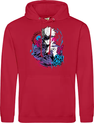 Gojo Prison Realm Oral Chaos JJK - Gojo Satoru, Prison Realm, Jujutsu, sealed sorcerer, graffiti anime, street art style, weeb tee, JJK fan merch - Standard Hoodie