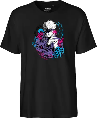 Gojo Prison Realm Oral Chaos JJK - Gojo Satoru, Prison Realm, Jujutsu, sealed sorcerer, graffiti anime, street art style, weeb tee, JJK fan merch - Fairtrade T-Shirt