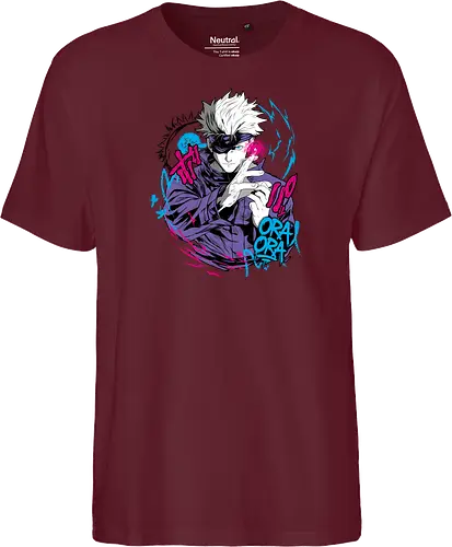Gojo Prison Realm Oral Chaos JJK - Gojo Satoru, Prison Realm, Jujutsu, sealed sorcerer, graffiti anime, street art style, weeb tee, JJK fan merch - Fairtrade T-Shirt