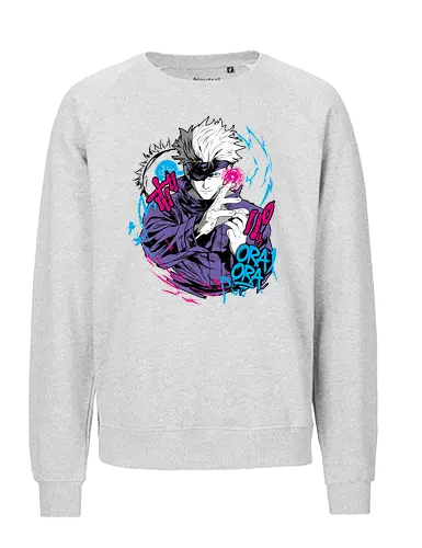 Gojo Prison Realm Oral Chaos JJK - Gojo Satoru, Prison Realm, Jujutsu, sealed sorcerer, graffiti anime, street art style, weeb tee, JJK fan merch - Fairtrade Sweatshirt