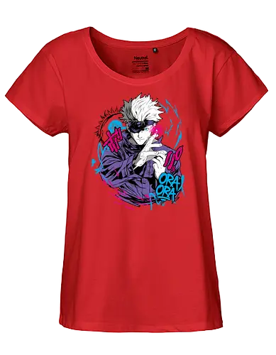 Gojo Prison Realm Oral Chaos JJK - Gojo Satoru, Prison Realm, Jujutsu, sealed sorcerer, graffiti anime, street art style, weeb tee, JJK fan merch - Fairtrade Girl Shirt