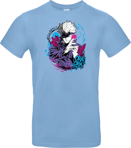 Gojo Prison Realm Oral Chaos JJK - Gojo Satoru, Prison Realm, Jujutsu, sealed sorcerer, graffiti anime, street art style, weeb tee, JJK fan merch - Standard T-Shirt