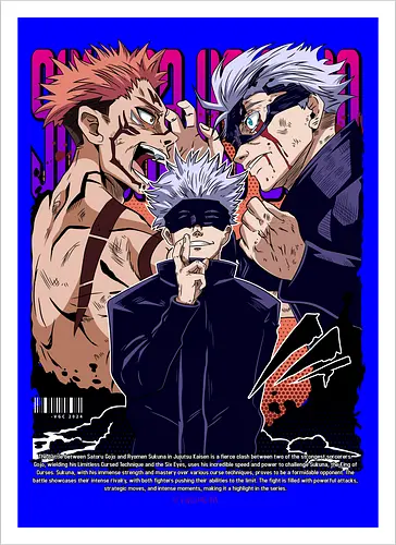 Gojo Sukuna Ultimate Showdown JJK - Gojo Satoru, Sukuna, Jujutsu, ultimate battle, manga clash, strongest vs king, anime rivalry, JJK gift - Kunstdruck