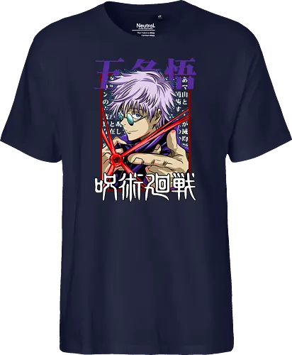 Gojo Satoru Reborn Legend Jujutsu - Jujutsu, legend returns, manga portrait, iconic sorcerer, anime lover gift, JJK aesthetic, white hair warrior, Gojo Satoru - Fairtrade T-Shirt