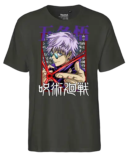 Gojo Satoru Reborn Legend Jujutsu - Jujutsu, legend returns, manga portrait, iconic sorcerer, anime lover gift, JJK aesthetic, white hair warrior, Gojo Satoru - Fairtrade T-Shirt