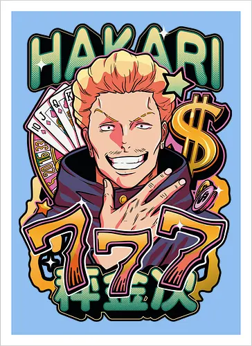 Hakari Jackpot Lucky Gambler JJK Energy - Hakari Kinji, Jujutsu, jackpot technique, lucky gambler, 777 anime, casino manga, otaku birthday gift, JJK rising star - Kunstdruck