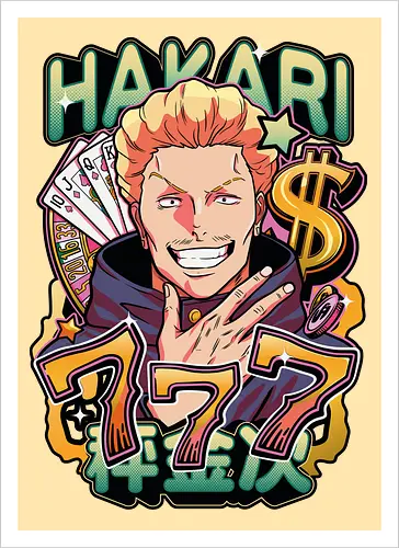 Hakari Jackpot Lucky Gambler JJK Energy - Hakari Kinji, Jujutsu, jackpot technique, lucky gambler, 777 anime, casino manga, otaku birthday gift, JJK rising star - Kunstdruck