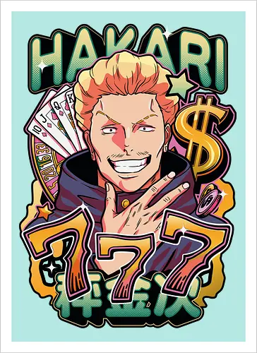 Hakari Jackpot Lucky Gambler JJK Energy - Hakari Kinji, Jujutsu, jackpot technique, lucky gambler, 777 anime, casino manga, otaku birthday gift, JJK rising star - Kunstdruck