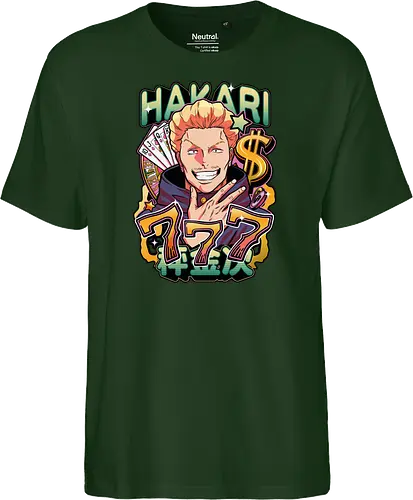 Hakari Jackpot Lucky Gambler JJK Energy - Hakari Kinji, Jujutsu, jackpot technique, lucky gambler, 777 anime, casino manga, otaku birthday gift, JJK rising star - Fairtrade T-Shirt