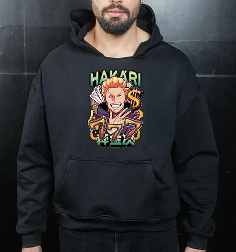 Hakari Jackpot Lucky Gambler JJK Energy - Hakari Kinji, Jujutsu, jackpot technique, lucky gambler, 777 anime, casino manga, otaku birthday gift, JJK rising star - Cropped Hoodie