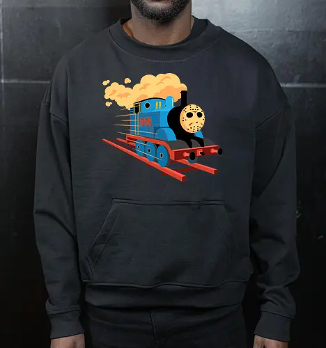 Railway To Hell - horror 666 devil halloween hell horror fan locomotive mashup parody railroad railway scary train vintage halloweenshirt - Cropped Sweatshirt
