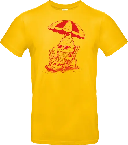Chilling Out: The Melting Soft Serve - funny ice cream shirt, vintage cartoon food apparel, aesthetic summer clothing, cool sunglasses graphic, single color pop art tee, quirky foodie fashion, relaxed beach vibe shirt, summer vacation graphic tee, retro beach streetwear, melting soft serve design - Standard T-Shirt