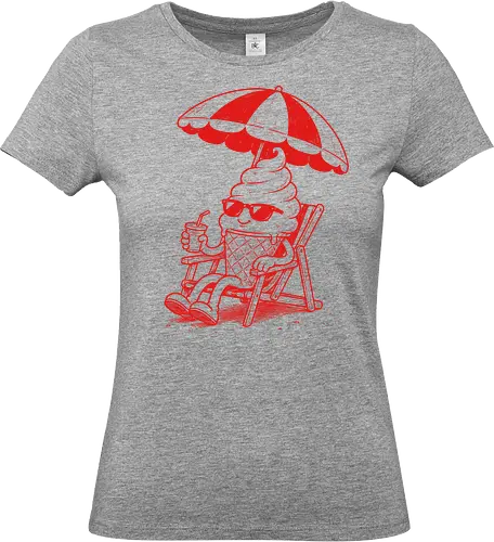 Chilling Out: The Melting Soft Serve - funny ice cream shirt, vintage cartoon food apparel, aesthetic summer clothing, cool sunglasses graphic, single color pop art tee, quirky foodie fashion, relaxed beach vibe shirt, summer vacation graphic tee, retro beach streetwear, melting soft serve design - Standard T-Shirt (Frauen)