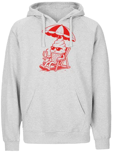 Chilling Out: The Melting Soft Serve - funny ice cream shirt, vintage cartoon food apparel, aesthetic summer clothing, cool sunglasses graphic, single color pop art tee, quirky foodie fashion, relaxed beach vibe shirt, summer vacation graphic tee, retro beach streetwear, melting soft serve design - Fairtrade Hoodie