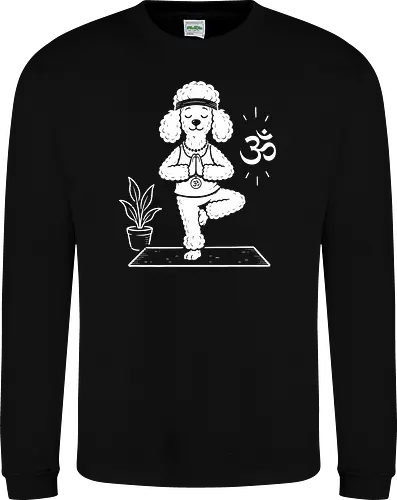 Namaste Poodle: Zen Yoga Dog - cute meditation tee, yoga dog shirt, funny poodle graphic tee, zen animal apparel, minimalist dog lover merch, namaste pet streetwear, tree pose graphic, aesthetic yoga clothing, Om symbol design, relaxing animal fashion - Sweatshirt